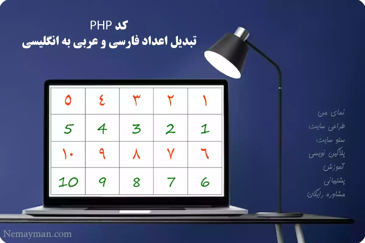 کد PHP تبدیل اعداد فارسی و عربی به انگلیسی